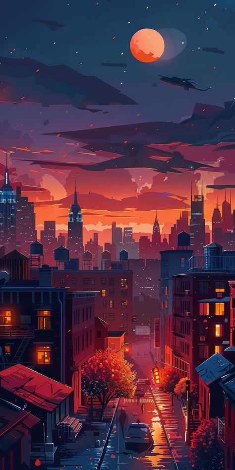 Cocoppa Wallpaper, City At Night, Witchy Wallpaper, Soyut Sanat Tabloları, Art Gallery Wallpaper, Cool Wallpapers Art, Fantasy Art Landscapes, 판타지 아트, Dreamy Art