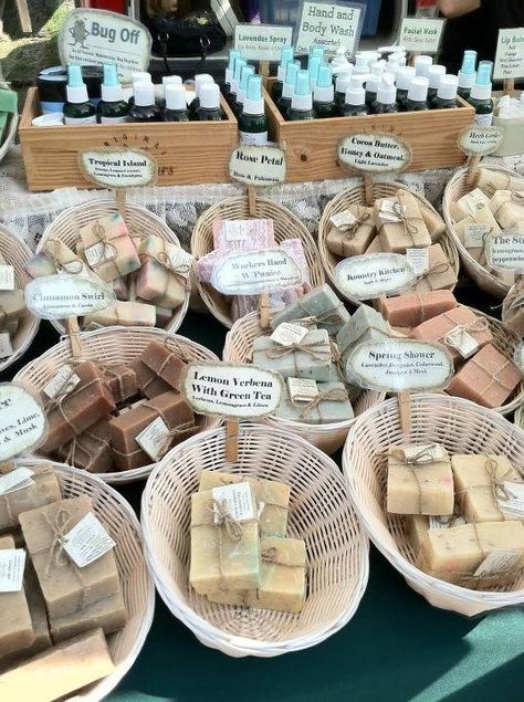 Explore hundreds of vendors at this Bucks County outdoor market, Rice's Sale & Country Market. Eco Packaging Ideas, Soap Booth, Farmers Market Display, Country Market, Craft Market Display, Vendor Displays, Soap Display, Craft Fairs Booth, Vendor Booth