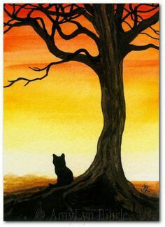 Black Cat Autumn, Easy Landscape Paintings, View Art, Silhouette Painting, Simple Canvas Paintings, Moon Painting, Easy Canvas Painting, Halloween Painting, 수채화 그림