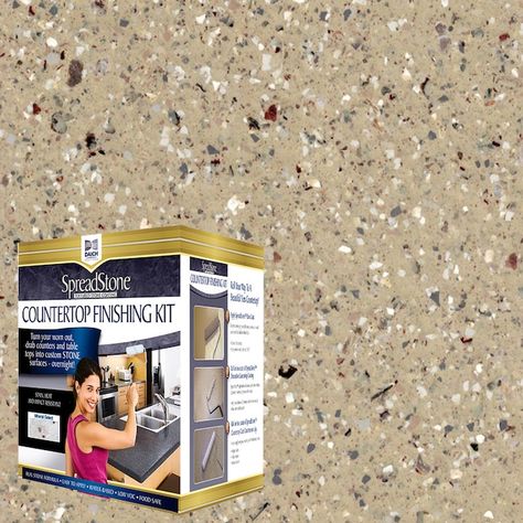 Daich Countertop Finishing Kit Mineral Select Sundance/Stone Semi-gloss Countertop Refinishing Kit (Kit) Lowes.com Daich Countertop, Daich Spreadstone, Countertop Refinishing Kit, Countertop Refinishing, Sticky Tile, Cheap Kitchen Makeover, Countertop Paint, Bath Countertops, Resurface Countertops