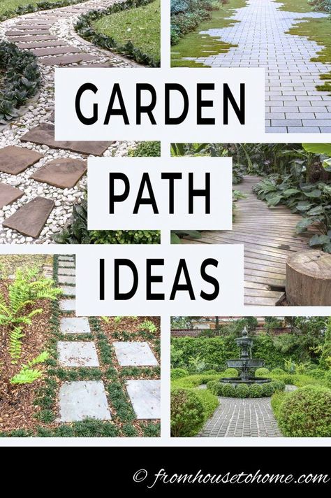 Garden paths and walkways are the backbone of your yard landscaping. Find some beautiful and whimsical DIY garden path ideas and learn which ones are easy to do and which ones are inexpensive. #fromhousetohome #gardenpaths #pathsandwalkways #walkways #diyprojects #gardendesign Garden Path Ideas, Flagstone Pathway, Gravel Walkway, Wood Walkway, Stone Garden Paths, Flagstone Walkway, Flagstone Path, Tattoo Plant, Walkway Design