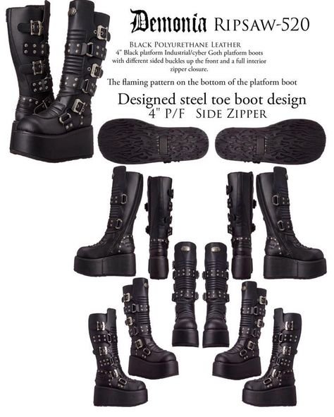 Goth Boots Drawing, Rock Grunge Outfits, Emo Boots, Industrial Punk, Goth Industrial, Grunge Shoes, Ideal Aesthetic, Punk Rock Grunge, Demonia Boots