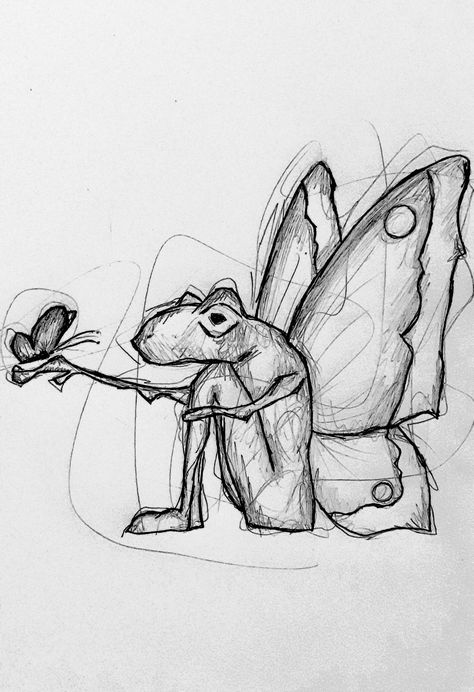 Frogs Sketch, Frog Drawing Sketches, Graphic Design Memes, Frog Butterfly, Frog Sketch, Happy Frog, Butterfly Sketch, Cartoon Butterfly, Frog Drawing