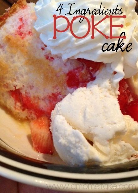 Strawberry Angel Food Poke Cake Recipe = yummy dessert! Angel Food Poke Cake, Strawberry Poke Cake, Strawberry Poke Cakes, Angel Food Cakes, Poke Cake Recipe, Angel Food Cake Mix Recipes, Poke Cake Recipes, Recipe Cake, Poke Cakes