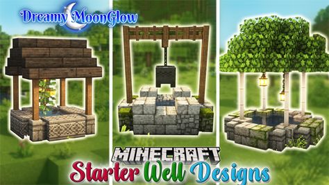 Simple guide to creating beautiful infinite water wells. Make any farm area look beautiful and be useful at the same time. Featuring 3 styles, all with different vibes to suit whatever build style you are looking for. Make your world magical with a wishing well. No more running to ocean to fill up your bucket for the ultimate water clutch, we've got you covered 💕 Water Well Minecraft Ideas, Wishing Well Ideas Minecraft, Wells Minecraft, Village Well Minecraft, Minecraft Water Well Ideas, Minecraft Wishing Well Cottage Core, Minecraft Infinite Water Source, Well Ideas Minecraft, Minecraft Farm On Water