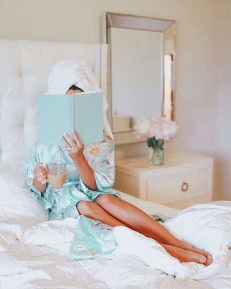 ALEX GARZA | my aesthetic | "Tiffany Blue" robe & book | reading in bed w/ coffee | relaxed Saturday morning Pearly Aesthetic, What Book, Princess Aesthetic, Reading In Bed, Indoor Garden Ideas, Tiffany And Co, Business Inspiration, Tiffany Blue, Blue Aesthetic