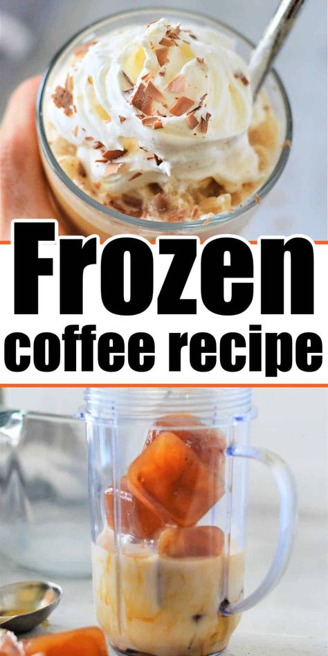 Frozen Coffee Cubes, Frozen Coffee Ice Cube Drinks, Coffee Ice Cubes Drinks, Frozen Coffee Recipe, Frozen Coffee Drinks Recipes, Frozen Coffee Drinks, Homemade Coffee Drinks, Mocha Frappe, Coffee Ice Cubes