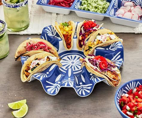 Plate With Food, Taco Platter, Taco Holder, Taco Bowl, Taco Holders, Mexican Table, Baby Backdrop, Taco Stand, Mexican Ceramics