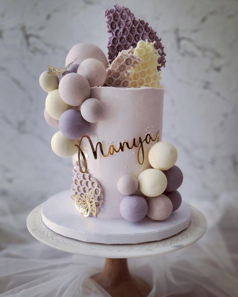 26th Birthday Ideas For Women, 26th Birthday Ideas, Birthday Ideas For Women, Double Barrel Cake, Purple Cakes, Tall Cakes, 26th Birthday, Double Barrel, Pretty Birthday Cakes