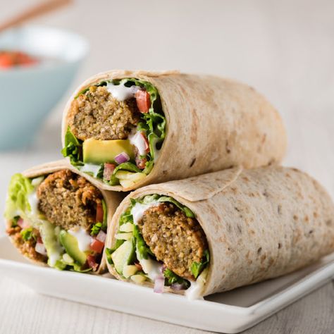 Vegan Falafel Baked Sandwich Wrap with Lemon Tahini Dressing Falafel Wrap Recipe, Falafel Wraps, Tahini Dressing Recipe, Baked Sandwiches, Falafel Sandwich, Falafel Wrap, Baked Falafel, Seared Chicken Breast, Lemon Tahini Dressing