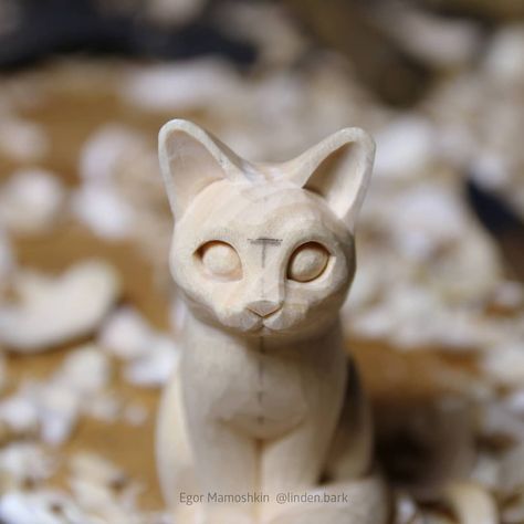 Cat in process🐱 Wood carving. Material: linden wood🌳. Worldwide shipping🌍, link in bio @linden.bark. #резьбаподереву #авторскаяработа… | Instagram Wood Carving Art Sculpture, Carved Wooden Animals, Whittling Projects, Simple Wood Carving, Wood Statues, Bear Carving, Wood Animal, Wood Cat, Wood Carving Tools