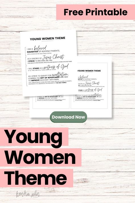 A FREE printable of the Young Women Theme to use at home or at church! It comes in 4 different sizes to meet your needs! This design has been approved by The Church of Jesus Christ of Latter-day Saints Intellectual Property Department. Young Women Theme Printable, Young Women Theme, Personal Revelation, Themes Free, Church Of Jesus Christ, Intellectual Property, Latter Day Saints, The Covenant, The Church