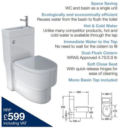 Space Saving 2 in 1 Eco Toilet and Basin Eco Toilet, Small Wet Room, Understairs Toilet, Downstairs Wc, Space Saving Toilet, Porte In Ferro, Tiny Bath, Small Toilet Room, Small Bathroom Sinks