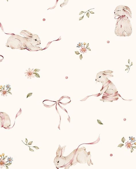 Pink Wallpaper Baby, Wallpaper For Baby Room, Wallpaper Rabbit, Kids Barn, Love Bunnies, Rabbit Wallpaper, Cute Bunnies, Wallpaper Stores, Bunny Wallpaper