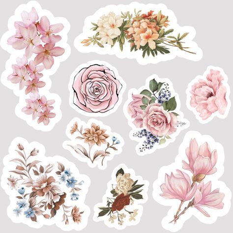 Images By Debra Benson On New 98B Scrapbook Floral Stickers Printable, Scrapbook Designs Aesthetic, Flowers For Design Printable, Floral Flower Sticker, Journal Flower Design, Floral Flowers Stickers, Aesthetic Design For Scrapbook Flower, Sticker Flower Printable, Flowers For Journal Printable