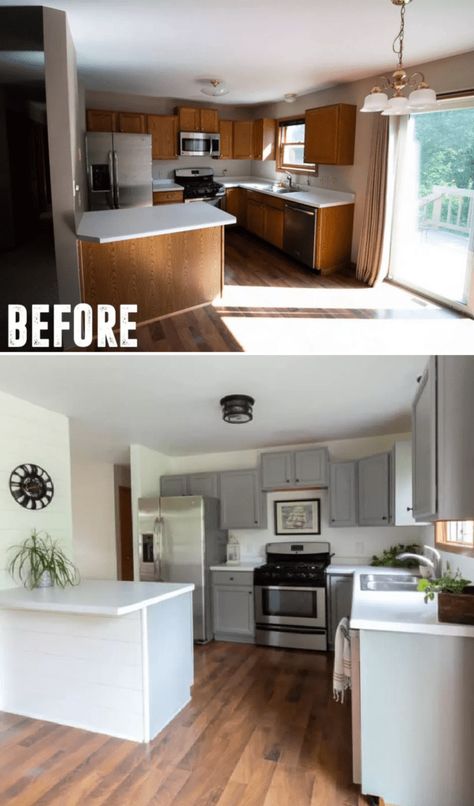 16 Incredible Small Kitchen Remodel Before & After Pics - Hey, How to do it? Extending Kitchen Cabinets, Kitchen Cabinets To The Ceiling, Cabinets To The Ceiling, Kitchen Cabinets To Ceiling, Cabinets To Ceiling, Flip House, New Kitchen Cabinets, Kitchen Cabinets Makeover, After Pictures