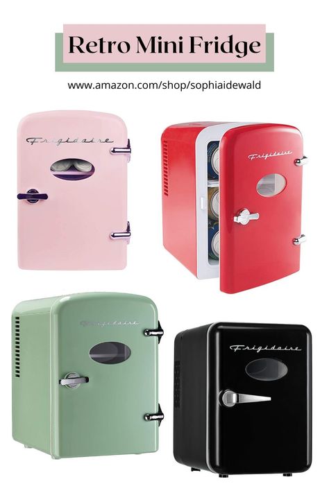 The cutest retro mini fridges on Amazon! Can be used for skincare, storing cans, etc. #amazonfinds #amazonstorefront #retrominifridge #frigidere #founditonamazon Retro Amazon Finds, Magic Chef Mini Fridge, Cool Stuff To Buy On Amazon Gadgets, Mini Frigerator Cute, Vintage Mini Fridge, Mini Fridge In Bedroom Aesthetic, Mini Fridge In Bedroom, Retro Mini Fridge, Laptop Setup