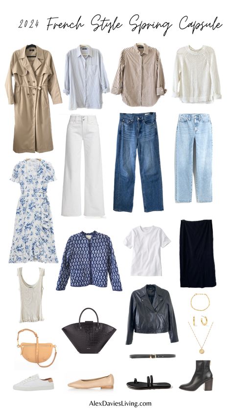 2024 French Style Spring Capsule Parisian Style Spring 2024, Capsule Wardrobe France Spring, Provence Capsule Wardrobe, French Capsule Wardrobe 2024, Spring Outfit Capsule 2024, 2024 Capsule Wardrobe, Capsule Wardrobe 2024 Spring, Spring Capsule Wardrobe 2024, French Casual Style