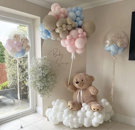 Event Styling & Decor | Baby Shower Season incoming 🍼🤍✨ . . Re sharing our favourites . . #babyshower #babyshowerideas #babyshowerdecor #balloons #balloondecor… | Instagram Table Set Up Gender Reveal, Baby Shower Home Decorations, Baby Shower Theme Ideas For Boys, Balloon Arch Gender Reveal, Bear Theme Gender Reveal, Balloon Baby Shower Decorations, Baby Shower Ideas Decoracion, Baby Shower At Home, Baby Gender Reveal Party Ideas