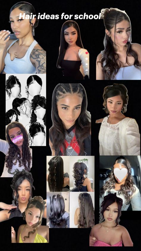 Collar Neck Dress, Quick Curly Hairstyles, Latina Hair, Hairstyle Examples, Cute Hairstyles For School, Easy Hairstyles For Thick Hair, Hair Inspiration Long, Hairstyles For Layered Hair, Cute Box Braids Hairstyles