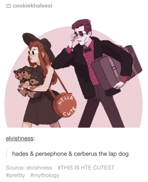 Not explicitly PJO, but still cute. Greek Mythology Humor, Greek Gods And Goddesses, Greek And Roman Mythology, Lore Olympus, Hades And Persephone, Roman Mythology, Bd Comics, Lap Dogs, Mythology Art