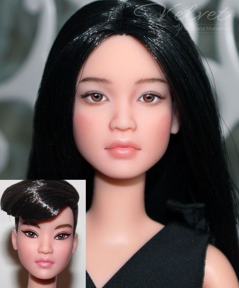 Barbie Repaint, Doll Face Paint, Ooak Barbie, Custom Barbie, Barbie Wardrobe, Barbie Fashionista Dolls, Barbie Makeup, Curvy Barbie, Doll Clothes Barbie