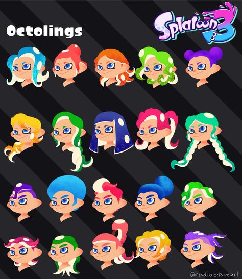 How To Draw Inklings, Splatoon Hair Ideas, Splatoon Eyes Reference, How To Draw Splatoon Characters, Splatoon Oc Ideas, Splatoon Character Base, Splatoon 3 Hairstyles, Inkling Hair, Splatoon Hair Reference