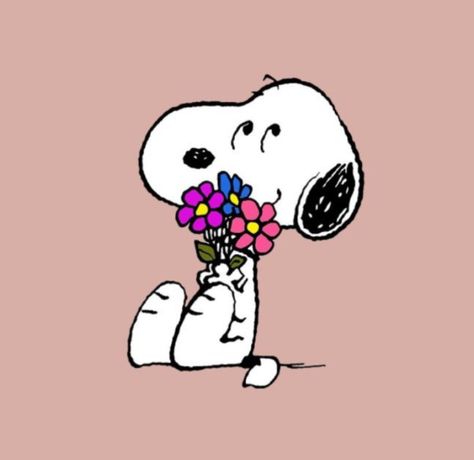 Snoopy Holding Flowers, Snoopy With Flowers, Snoopy Flowers, Bouquet Toppers, Sensitive Soul, Snoopy Pictures, Flower Icons, Small Art Prints, Snoopy Love