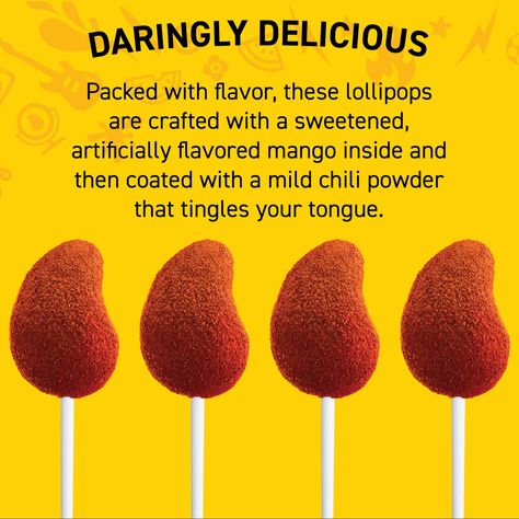 Please note that the chili coating covers both the candy and the stick 16g each, 40 pieces per bag Paletas de caramelo macizo cubiertas de chile A good source of Potassium and contain beta carotene [Affiliate Link] Mexican Lollipop, Mango Chili, Mexican Candy, Hispanic Culture, Spice Up Your Life, Sweet Heat, Mango Flavor, Pepper Powder, Spicy Chili