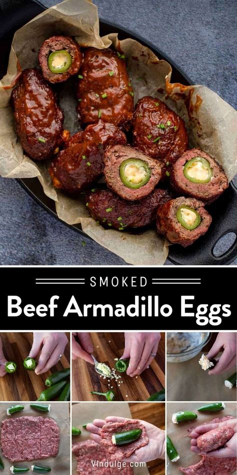 Armadillo Eggs Smoked, Smoked Armadillo Eggs, Grilling Ideas Meat, Apitizer Recipes, Smoked Ground Beef, Smoker Appetizer, Red Wine Glaze, Armadillo Eggs, Bbq Appetizers