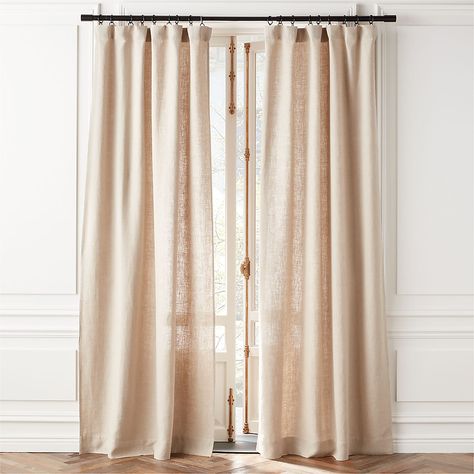 Modern Curtains & Drapes: Blackout Curtains, Sheer Curtains & More | CB2 Grey Linen Curtains, Drapery Hooks, White Linen Curtains, Modern Window Treatments, Leaf Curtains, Contemporary Curtains, Linen Drapery, Green Windows, Striped Curtains