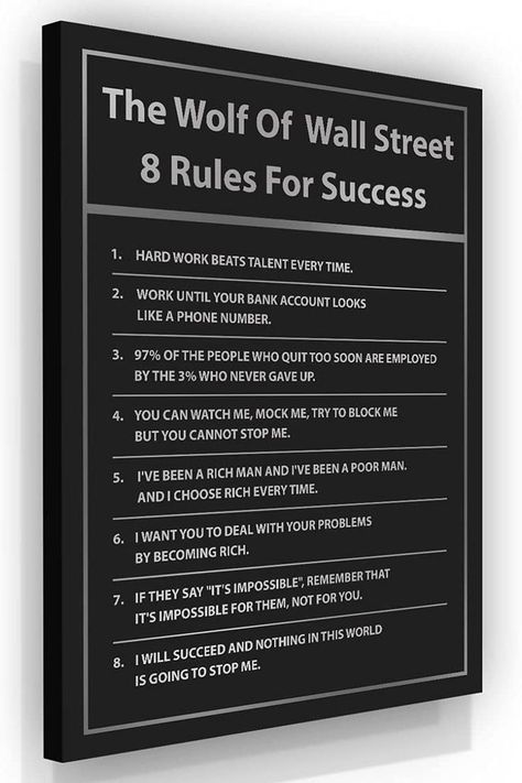 Wolf From Wall Street, Office Rules, Rules For Success, The Wolf Of Wall Street, Hard Work Beats Talent, Street Quotes, Money Saving Techniques, Modern Art Wall, Trading Quotes