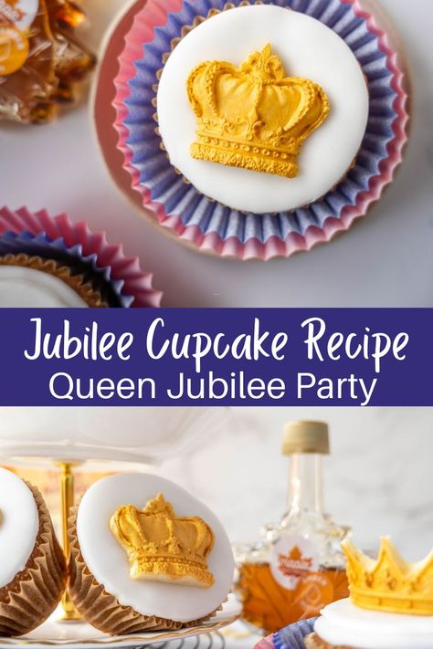 These are the perfect jubilee cupcakes to bring to a street party and wont believe how easy these are to make! It's composed of a moist almond flour sponge decorated with jubilee cake topper made from a fondant circle and white chocolate crown. jubilee party ideas // jubilee decorations // jubilee party decorations // jubilee cake // platinum jubilee // queen jubilee // jubilee cupcake // queen jubilee decor // queen jubilee party #jubileecupcakes #platinumjubilee Jubilee Party Ideas, Jubilee Cupcakes, Street Party Ideas, Jubilee Decorations, Queen Jubilee, Jubilee Cake, Jubilee Party, Cupcake Queen, Cupcake Recipe