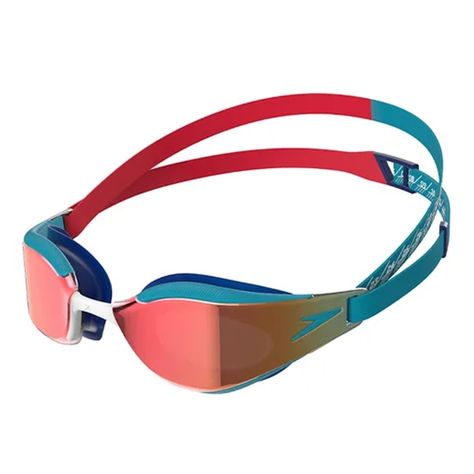 Speedo Fastskin Hyper Elite Mirror Junior Swimming Goggles, Watermelon/Blue/White Speedo Goggles, Swimming Goggles, Crystal Clear Water, Canberra, Underwater World, Sunshine Coast, Gold Coast, Sport Shorts, Perth