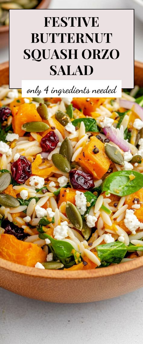 Image for Butternut Squash Orzo Salad Butternut Squash Orzo Salad, Autumn Orzo Salad, Butternut Squash Pasta Salad, Quick Butternut Squash, Butternut Squash Orzo, Squash Orzo, Butternut Squash Spinach, Butternut Squash Cinnamon, Mediterranean Recipes Healthy