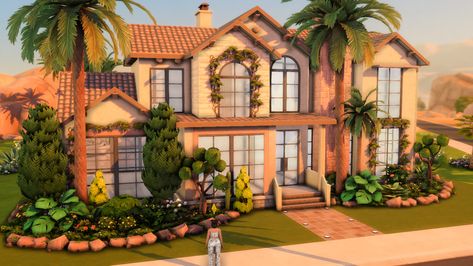 Meditterean House Sims 4, Mediterranean Homes Sims 4, Sims 4 Medditeranean House, Oasis Spring House Sims 4, Oasis Springs House Sims 4 Floor Plan, Sims 4 Spanish House, Sims Oasis Springs House, Sims 4 Spanish Style House, Small Tuscan House