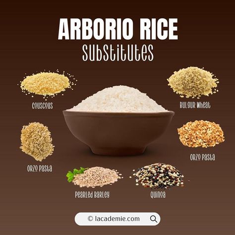 Arborio Rice Substitute Substitute For Rice, Rice Alternatives, Rice Substitute, How To Make Risotto, Italian Rice, Rice Varieties, Arborio Rice, Orzo Pasta, Rice Grain