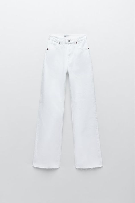 Outfit Rajut, White Wide Leg Jeans Outfit, Best White Jeans, How To Wear White Jeans, Zara Wide Leg Jeans, White Wide Leg Jeans, Cut Out Jeans, Zara Outfit, Jean Large