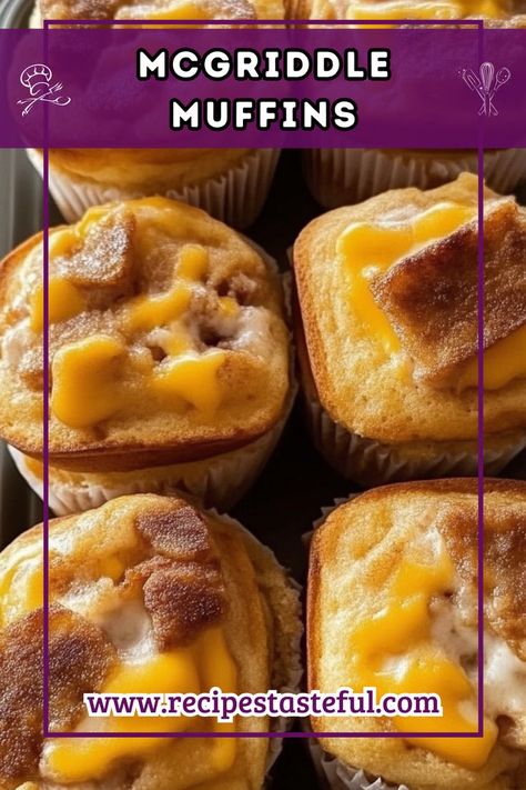 Enjoy a fun breakfast treat with these McGriddle Muffins, combining the sweet and savory flavors of pancakes, bacon, and maple syrup in a delicious muffin form! Maple Muffins, Pancakes Bacon, Bacon Muffins, Fun Breakfast, Breakfast Sandwich Recipes, Pancakes And Bacon, Fast Food Items, Sausage Patty, Maple Bacon