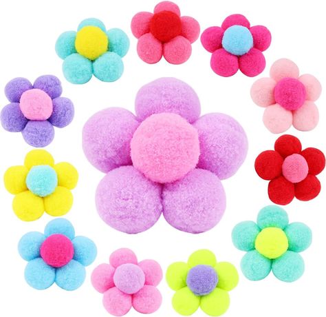 Hair Pom Poms, Fluffy Ponytail, Flower Pom Poms, Pom Pom Hair Ties, Hair Tie Accessories, Hair Accessories For Girls, Ball Hairstyles, Hair Rubber Bands, Flower Ball