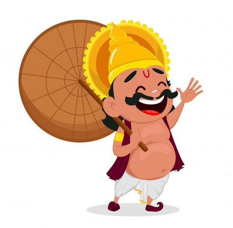 Onam celebration. king mahabali holding ... | Premium Vector #Freepik #vector #leaf #crown #man #cute Mahabali Onam Drawing, Onam Festival Cartoon, Onam Wallpaper, Mahabali Onam, Onam Illustration, Happy Onam Images, Onam Images, Water Drop Vector, Vector Leaf