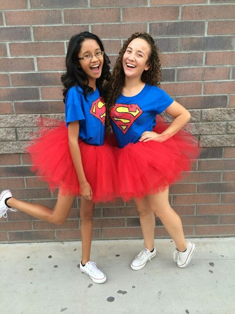 Superman Tutu Costume 3 People Halloween Costumes, 3 People Costumes, Diy Group Halloween Costumes, 90s Halloween Costumes, Halloween Costumes To Make, Bff Halloween Costumes, Best Friend Halloween Costumes, Halloween Coustumes, Halloween Tutu