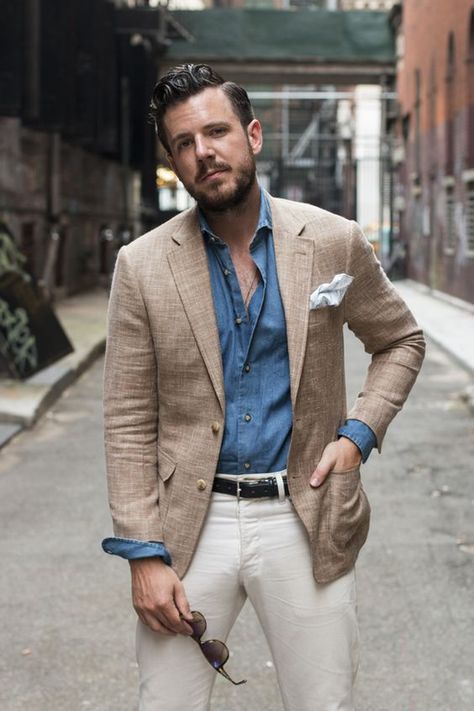 Linen sport jacket for summer, blue or beige? | Styleforum A Man, Blazer