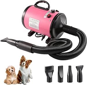 Dog Hair Dryer, 2800W Dog Dryer Dog Blaster Dryer Dog Grooming Blaster Professional Pet Hair Dryer with 4 Different Nozzles Pet Dryer for Dog (Pink) : Amazon.co.uk: Pet Supplies Pet Dryer, Dog Dryer, Dog Hair Dryer, Pet Hair Dryer, Pink Pet, Pink Amazon, Dog Products, Reptiles And Amphibians, Nozzles