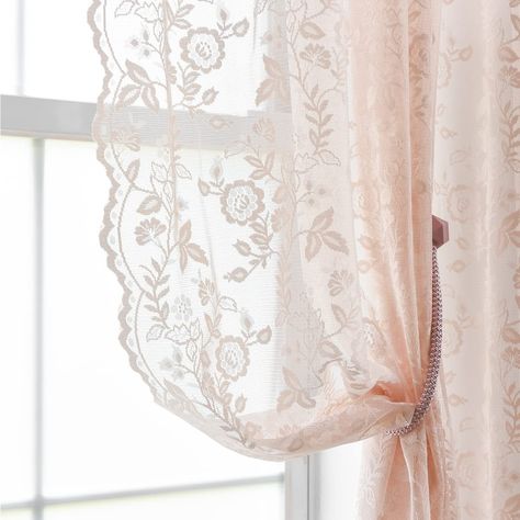 PRICES MAY VARY. 【Ready-Made Blush Sheer Lace Curtains】- FINECITY Lace sheer curtains are sold as pair, Measurements: W52" x L54" per lace curtain panel, W104" x L54" pair (2 Panels). Each blush lace curtain panel features with dual-rod pcoket (1.2"+2.8") which can fit most standard curtain rods. 【Functional Lace Curtains】- Our blush branch floral pattern vintage lace curtains adopt premium tulle lace fabric which allows a lot of natural light into the room while providing you some privacy. Thes Lace Curtains Kitchen, Cottagecore Curtains, Lace Curtains Bedroom, Sheer Lace Curtains, Vintage Lace Curtains, Lace Curtain Panels, Lace Window, Lace Curtain, Window Sheers