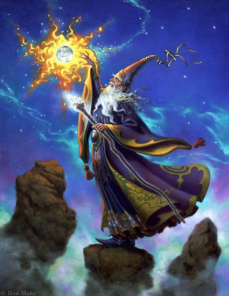 Art - Spellcasters | Don Maitz - Official Website Wizard Tattoo, Evil Wizard, Roi Arthur, Fantasy Wizard, Fantasy Magic, Baba Yaga, World Of Fantasy, Gandalf, The Wizard