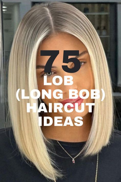 A sleek, straight platinum blonde long bob with a center part. Lob Haircut Straight, Longer Bob, Long Bob Styles, Lob Cut, Straight Lobs, Classic Bob Haircut, The Lob, Lob With Bangs, Lob Haircuts