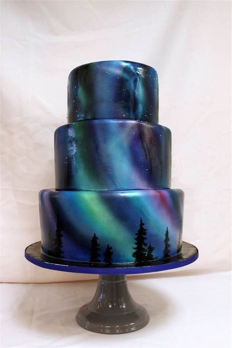 blue-black-purple-pink-green-mirror-glaze-on-three-tier-cake-how-to-make-glaze-for-cake-placed-on-black-cake-stand Mirror Glaze Wedding Cake, Tårta Design, Airbrush Cake, Galaxy Cake, Mirror Glaze Cake, Light Cakes, Brownie Desserts, Tiered Cake, Crazy Cakes