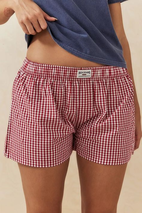 BDG Gingham Boxer Shorts | Urban Outfitters UK Girl Boxer Shorts, Womens Boxer Shorts, Girl Boxers, Womens Boxers, Gingham Shorts, Tie Dye Hoodie, Urban Outfitters Women, Edgy Outfits, Boxer Shorts