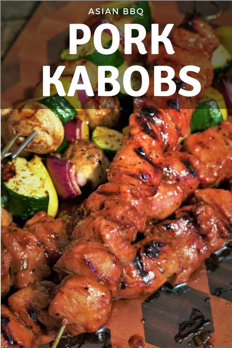 Asian Bbq Pork, Bbq Dinners, Shish Kebabs, Bbq Meats, Asian Ingredients, Pork Kabobs, Grilling Recipes Pork, Bbq Rotisserie, Grilled Kabob Recipes